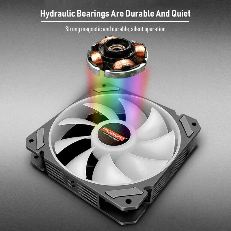 COOLMOON ARGB Cooling Fan Temperature Control 5V Computer Cooler RGB Case Fan