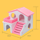 Pet Hamster House with Ladder Nest Log Cabin Animal Sleeping Toys (Pink) Newly