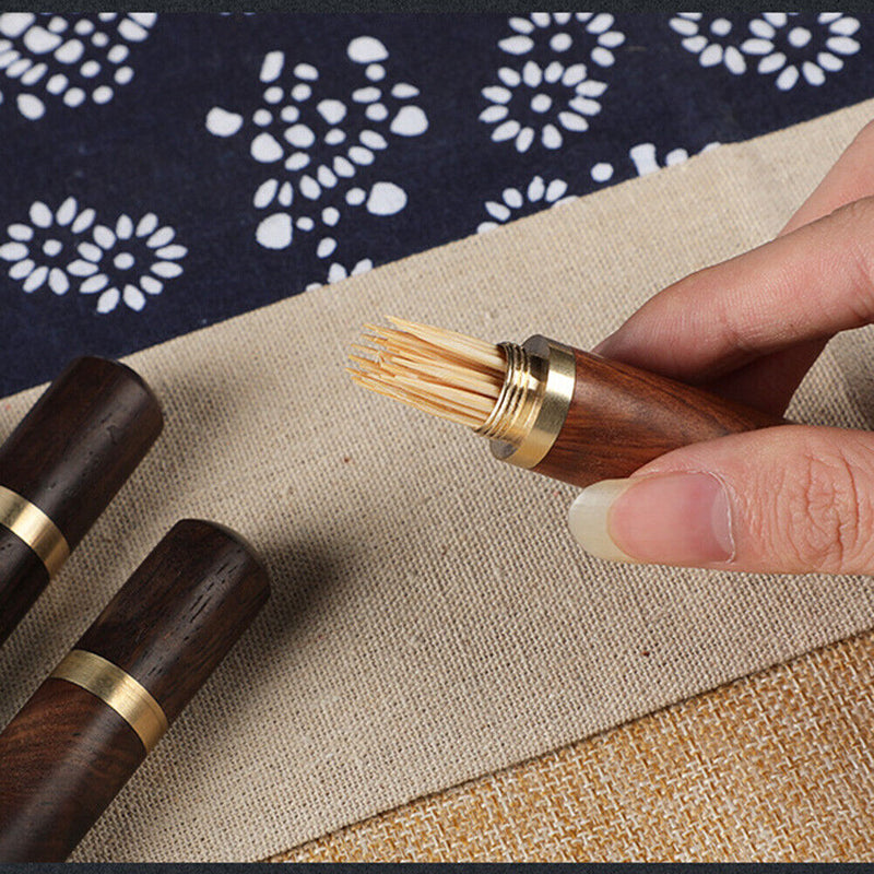 Portable Wood Toothpick Holder Toothpick Travel Seal Storage Box Needle Case