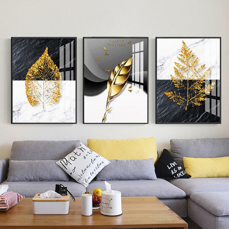 Frameless Golden Leaves Oil Paint by Numbers Kit Handpainted Artwork Wall C