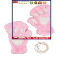 Cat Paw Gloves - Warm Furry Cat Gloves Cat Mittens Half Finger Bear Paw Glo