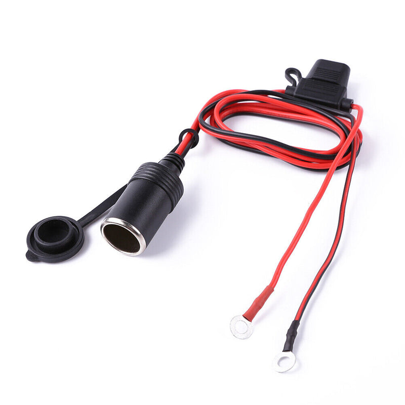 Car Cigarette Lighter Socket with 10A Fuse+Wire for Motorcycle Truck DC 12-24V