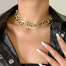 Bangle Pendant Twisted Link Chain Necklace Cuban Chunky Chain Bracelet