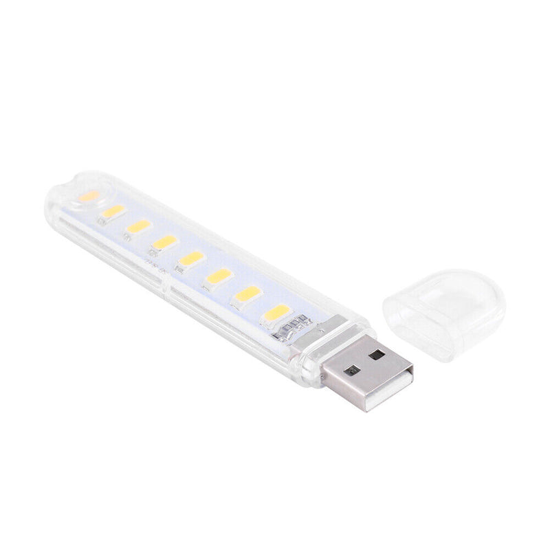 Mini Portable USB Book Light Bright Reading Lamp for Laptop (Yellow 8LED) Newly