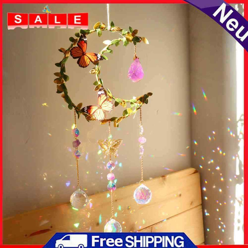 Butterfly Windchimes Garden Decor Wind Chime Hanging Sundrop Crystal Summer Gift