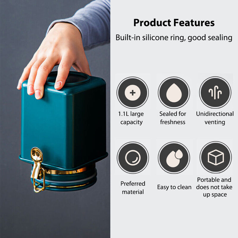 Sealed Storage Jar Coffee Bean Organizer Milk Powder Tea Food Cans (Green) Newly