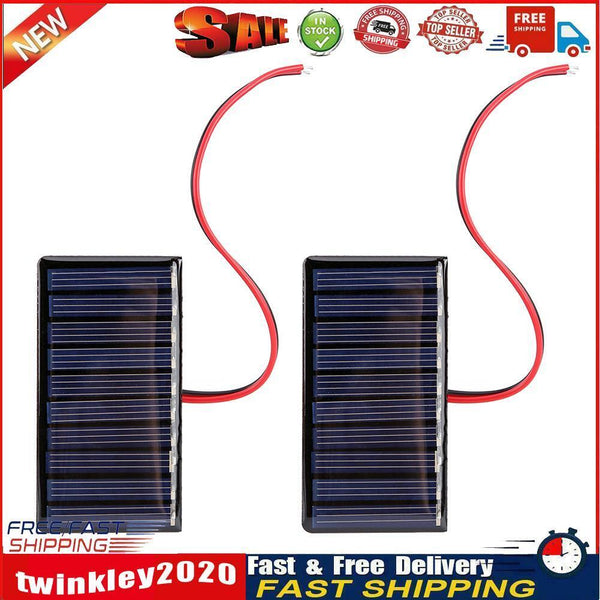 0.3W Solar Panel with Wire Mini Solar System DIY Polysilicon Board (2pcs) Newly
