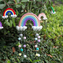 Handmade Woven Photo Prop Rainbow Tapestry Wall Hanging Decor Felt Ball Clouds