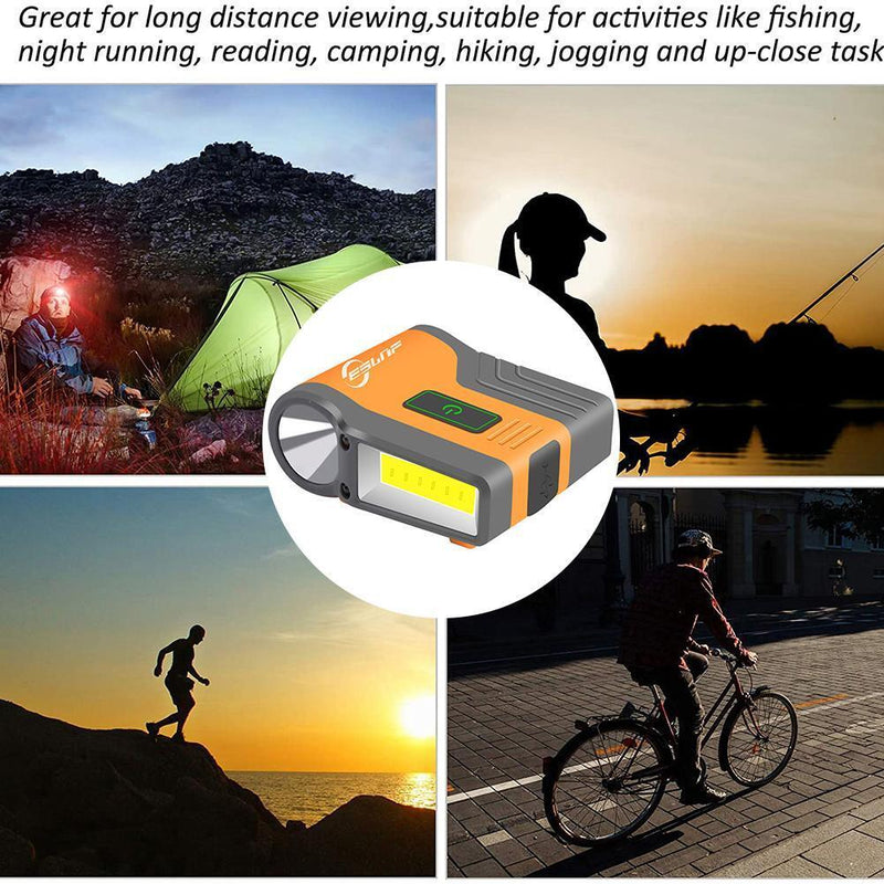 Waterproof COB LED Induction Headlights Plug-in Sports Lights (Orange)