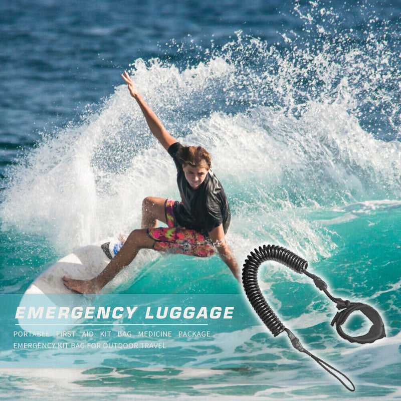 10ft Coil Surfboard Leash Surfing Stand Up Board Leash Wire Rope Black Newly