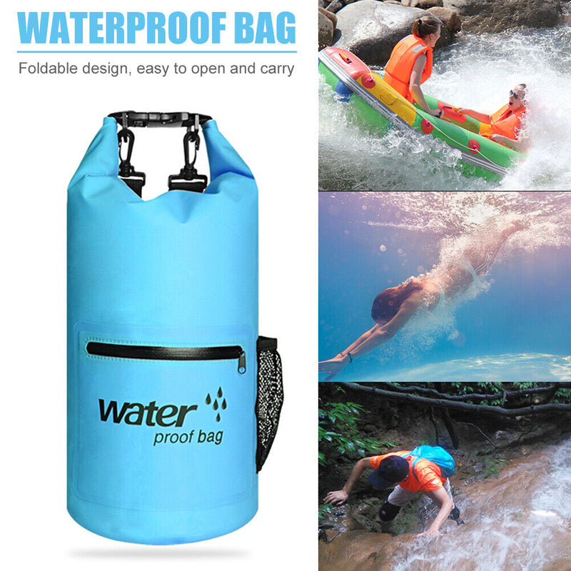 Waterproof Bucket Dry Bag Swimming Kayak Trekking Drift Sack (Blue 10L)