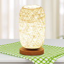 Bedside LED Table Lamp, USB Powered Rustic Rattan Lampshade Light (Beige) Newly