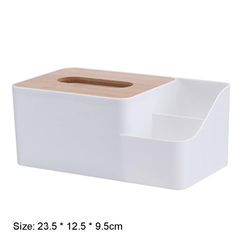 Wood Cover Tissue Storage Box Remote Control Phone Shelf Napkin Holder Case Home
