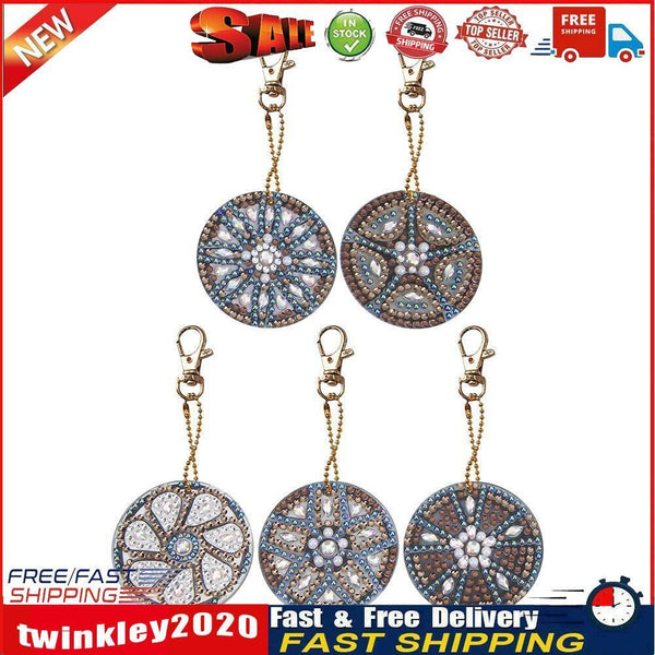 5pcs DIY Wheel Full Drill Special Shaped Diamond Painting Keychains Gifts Newly