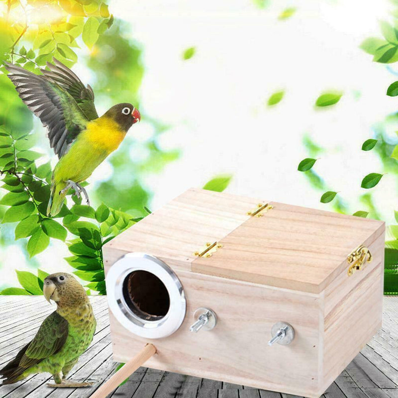 Wooden Small Bird Breeding Box Nesting Budgie House Cage Parrots For Bird B4I1