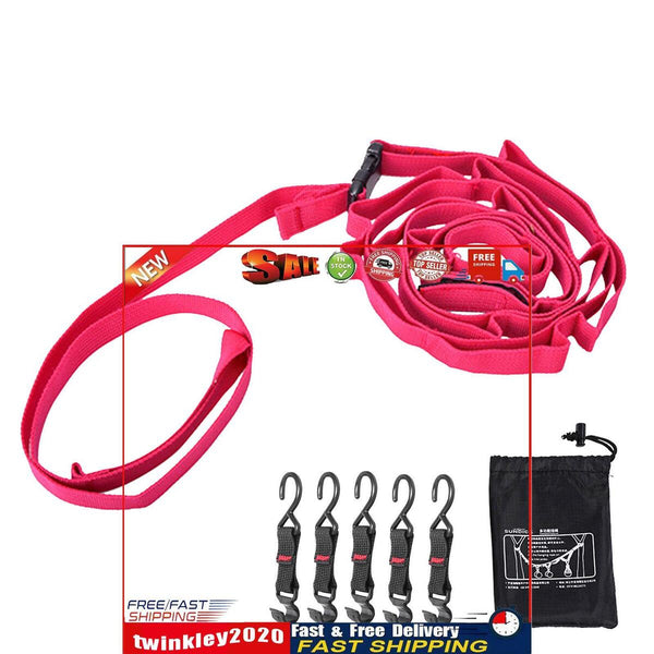 Campsite Storage Strap with 5 Hooks Hanger for Tree Outdoor (Short Rose) Newly