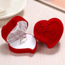 Gift Storage Engagement Jewelry Box Wedding Ring Box Red Heart Velvet Ring Box