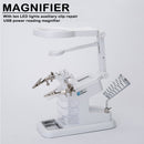 Welding Magnifying Glass with 10 LED Light Clip Soldering Magnifier (White)