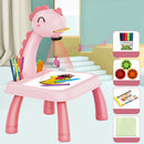 Early Learning Kids Writing Painting Board Desk LED Projector Drawing Table Toys