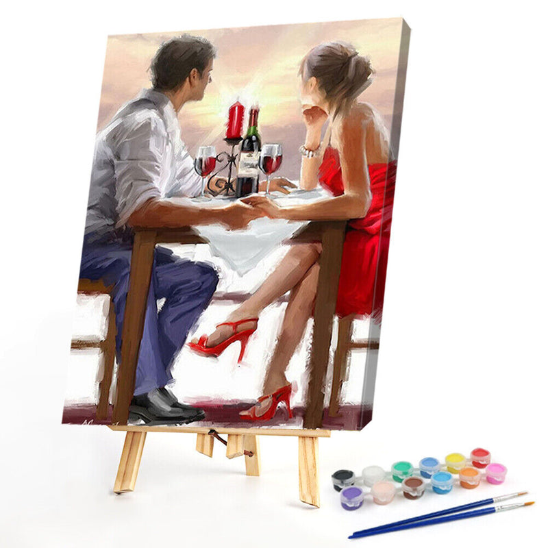 Dating Lovers Drawing Frameless DIY Oil Paint by Numbers Canvas Home Decor