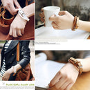 Unisex European Fashion Multilayer Simple Knit Leather Bracelet (Brown)