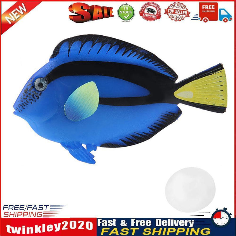 Aquarium Artificial Luminous Fish Silicone Glowing Fish Tank Decor (Blue) Newly