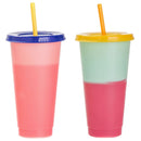 Discoloration Temperature Multicolor Straw Cup Drink Ware Coffee Plastic Cup