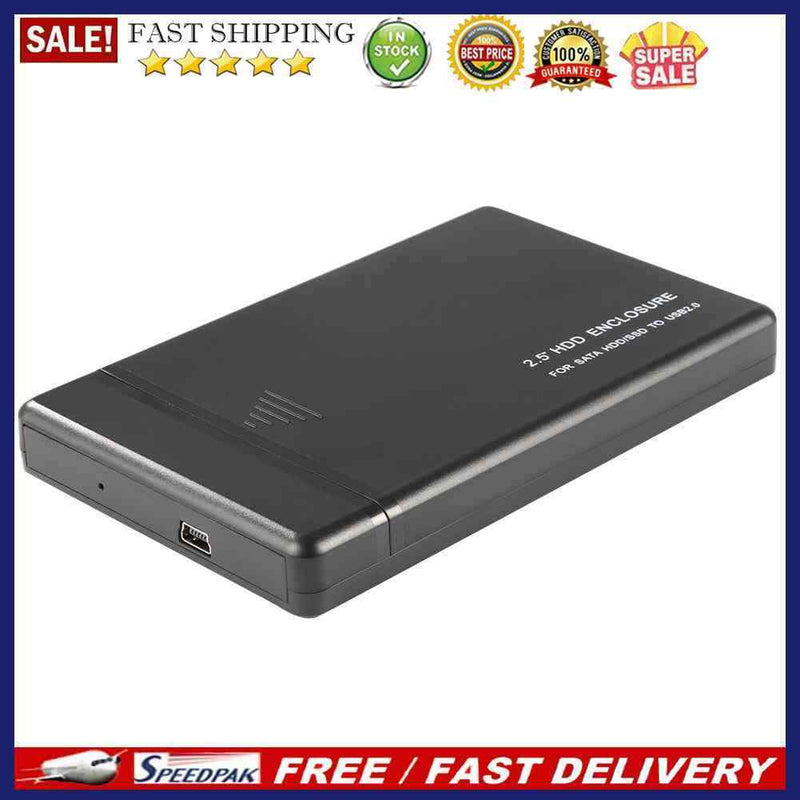 2.5 Inch USB2.0 SATA Hard Disk Drive Box External HDD Enclosure (Black)