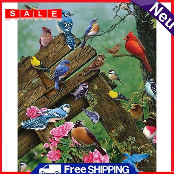 Painting By Numbers DIY Resting Birds Canvas Oil Wall Art Picture Ornaments Kit