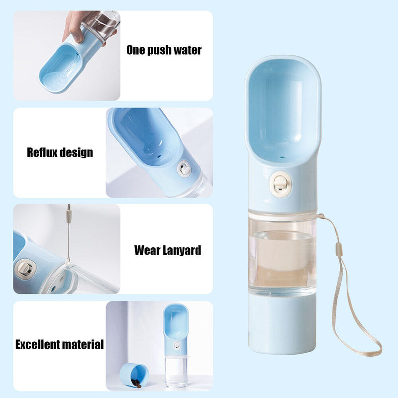 Portable Pet Dog Water Bottle Travel Outdoor Walking Drinking Cups (Blue)