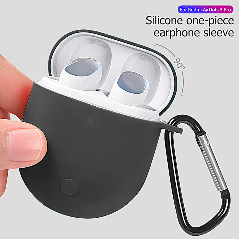 For Redmi AirDots 3 Pro Silicone Protective Case Cover w/ Keychain (Black) Newly