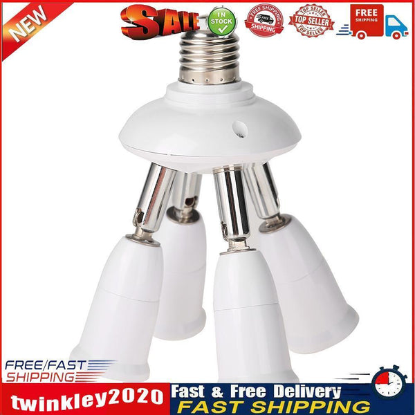 Adjustable E27 Splitter 4 Heads Lamp Base Adapter LED Bulb Holder Socket Newly