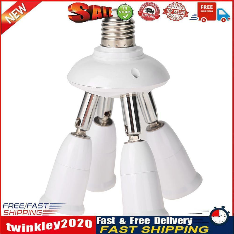 Adjustable E27 Splitter 4 Heads Lamp Base Adapter LED Bulb Holder Socket Newly