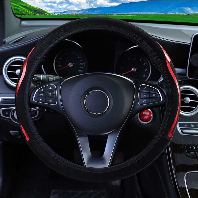 Universal 15" 38cm PU Leather Auto Car Steering Wheel Covers Anti-slip Black Red