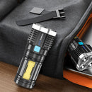 4 LED+COB Beads Flashlight for Outdoor Hiking Camping Rechargeable USB Portable