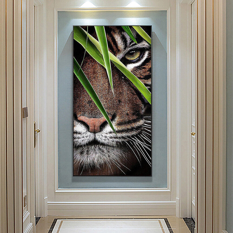 Paint By Numbers Kit DIY Tiger in Leaves Colouring Oil Art Picture Craft
