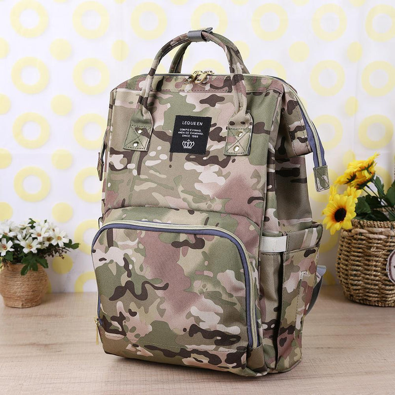 Waterproof Mummy Diaper Bags Backpack Large Capacity Baby Care (Light Camo)