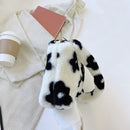 Fashion Flower Print Shoulder Bag Women Winter Plush Small Handbags (Black)