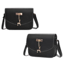 Retro Women Messenger Crossbody Handbag PU Simple Mini Shoulder Bag/Black
