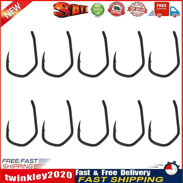 10pcs Fishing Hooks Set Carbon Steel Barbed Carp Hooks Fishing Tackle (2) Newly