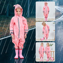 Kids Rain Suit Toddler Raincoat Unisex Baby Waterproof Coverall (Pink S) Newly