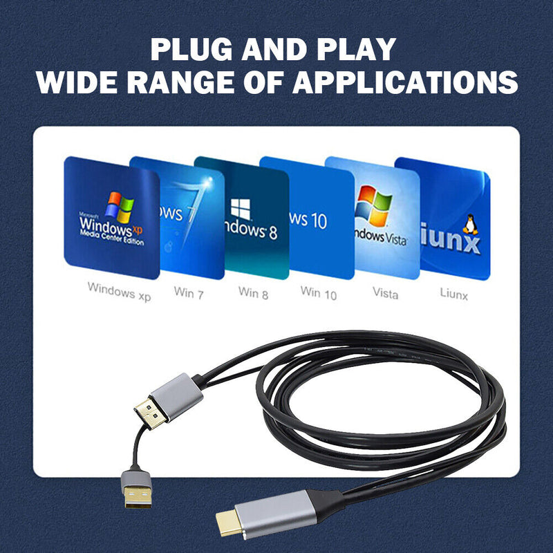 USB 4K 60Hz HDMI-Compatible to DP Converter HD Displayport Video Adapter