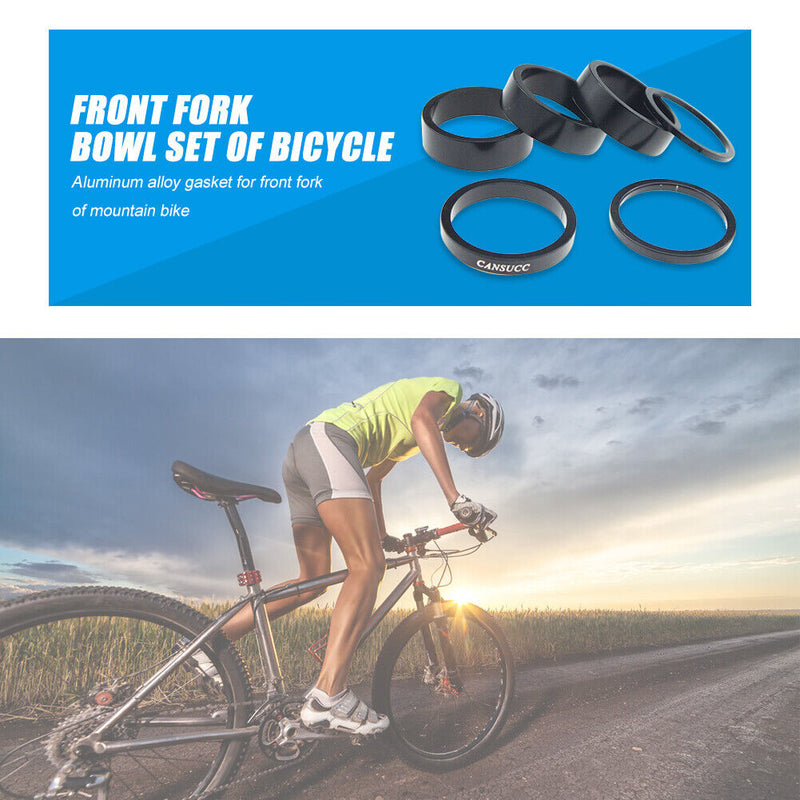 CANSUCC 6pcs/set Bicycle Front Fork Washer MTB Bike Headset Spacer 2/3/5/10
