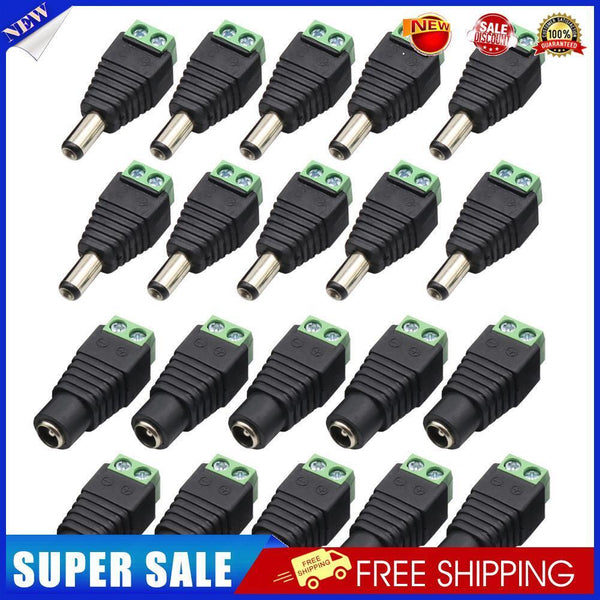 20pcs 10 Male+10 Female DC Power Connector Adapter 2.1x5.5mm Plug for CCTV