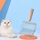 Cat Litter Shovel Wooden Handle Pet Toilet Cleaning Poop Scooper (Metal)