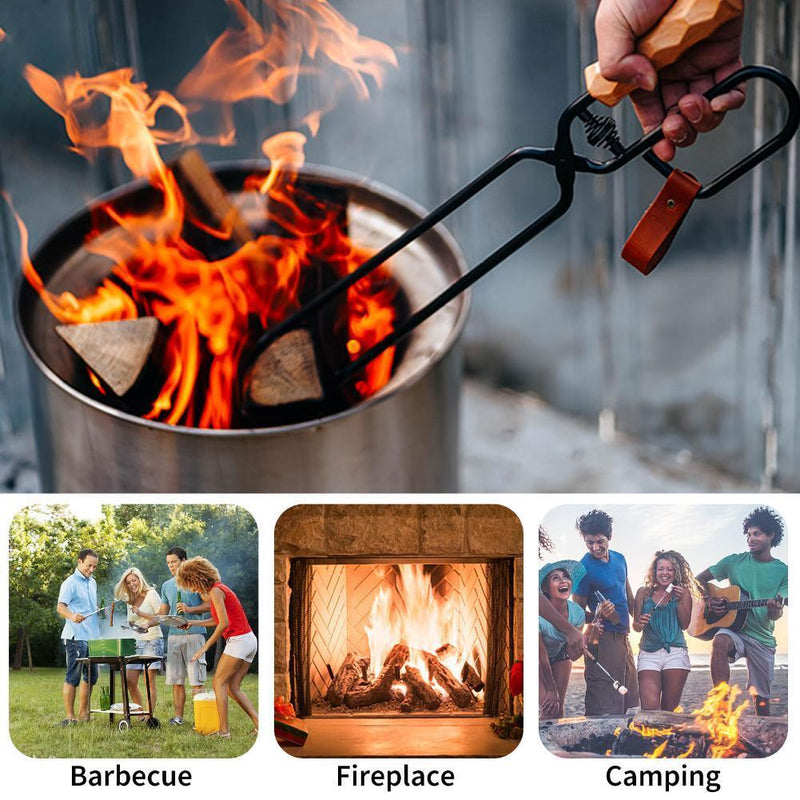 Firewood Tongs Log Grabber for Campfire Firepit Fireplace Wrought Iron Claw