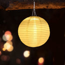 8 inch LED Round Solar Lantern Waterproof Pendant for Garden Decor (White) Newly