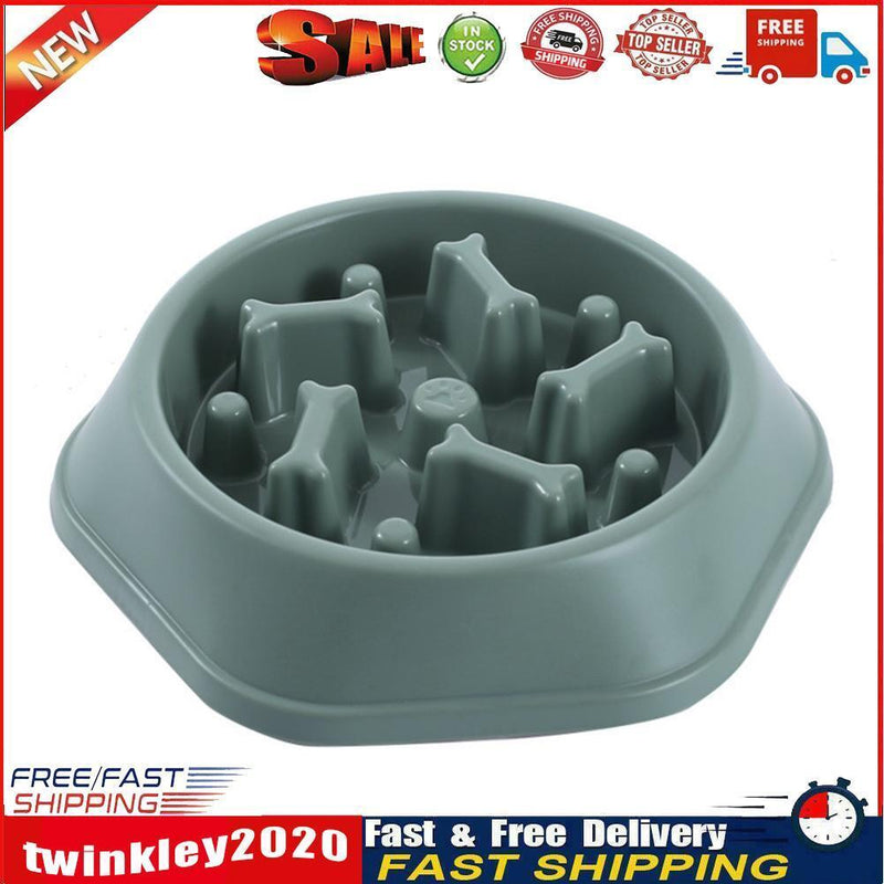 Pet Slow Eating Dish Cat Dog Anti Choking Puppy Feeder Food Bowl (Green) Newly