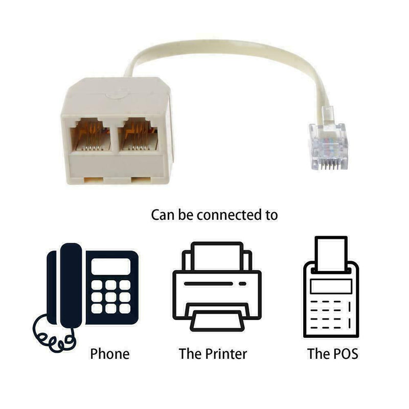 Telephone Splitter, RJ11 6P4C 1 Male to 2 Female Adapter,2 Way G9V0 RJ11 H7I8