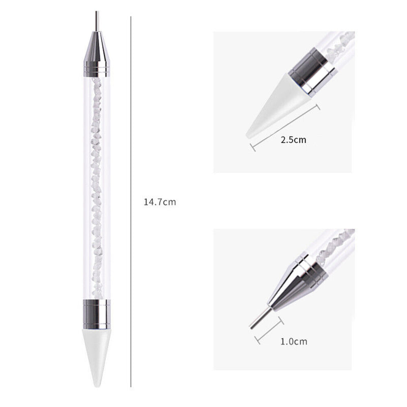 Dual Heads Dotting Wax Pen Point Drill Picker Nail Art Studs Dotter DIY Too